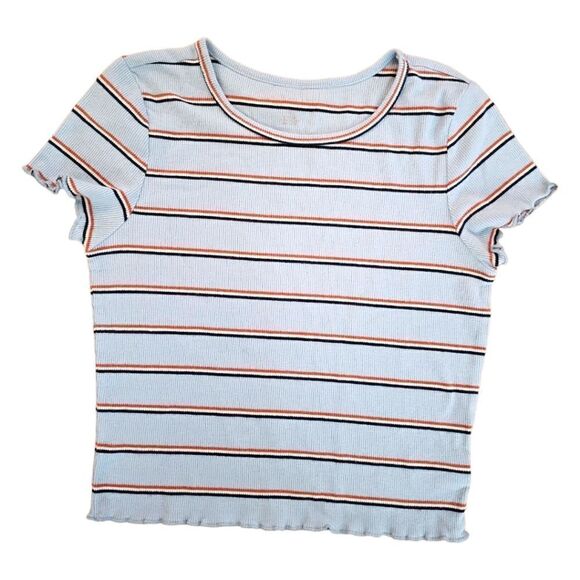 American Eagle Light Blue Stripe Crop Top (Size S) - Picture 7 of 9